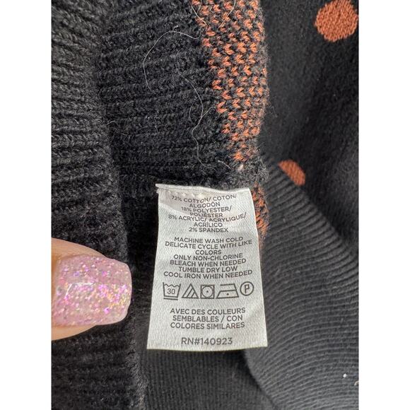 Loft Outlet Women's Black Orange Polka Dot Long Sleeve Pullover Sweater Small - Picture 5 of 5